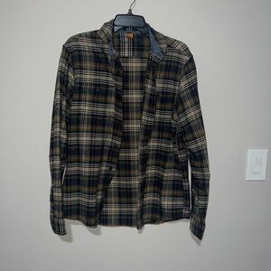 Green blue beige and orange Flannel LuxePerformance Tailor Vintage Medium